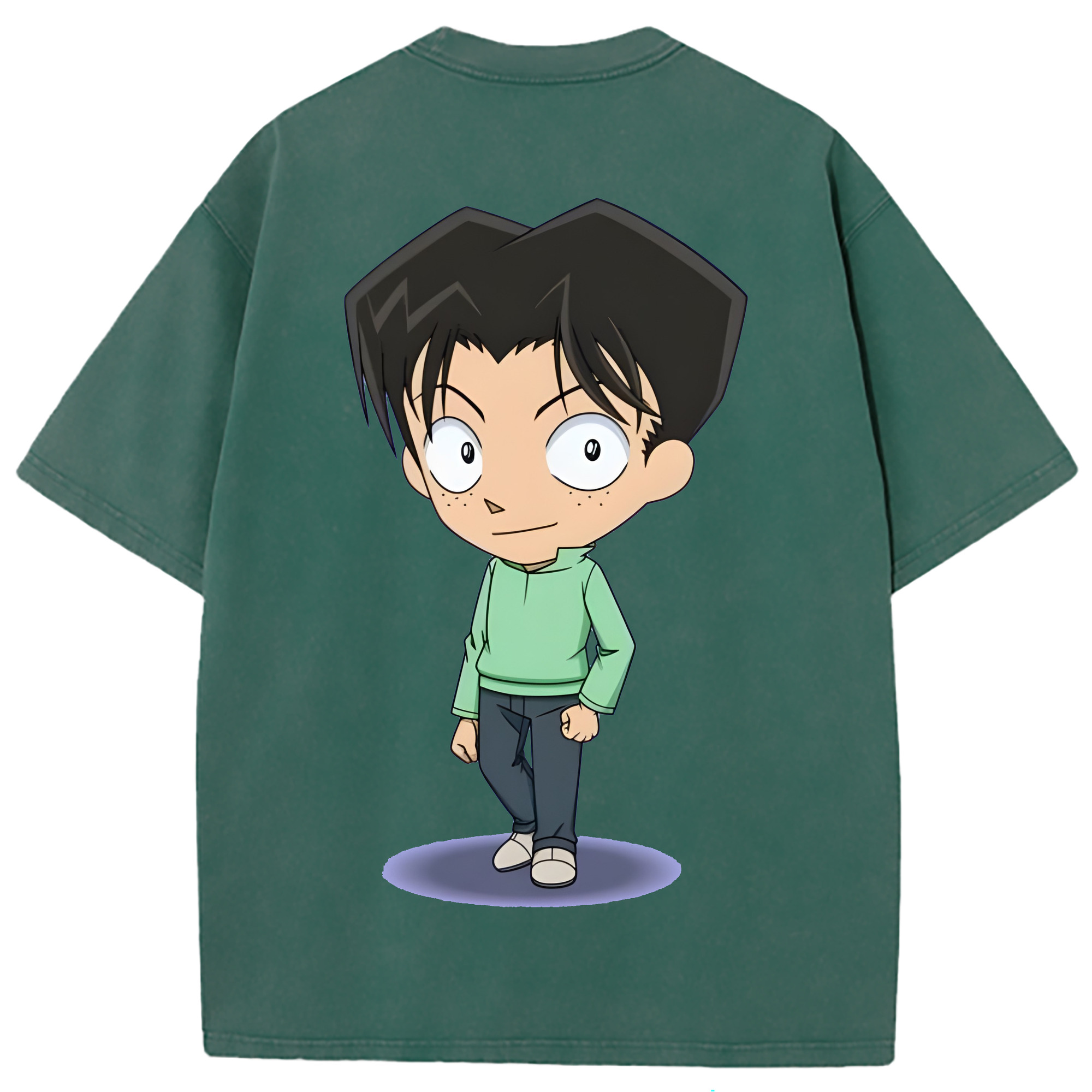 （画像用） 名探偵コナン 円谷 光彦 つぶらや みつひこ Detective Conan Mitch Tennyson 綿100% ヴィンテージ風 半袖Tシャツ（背面プリント）